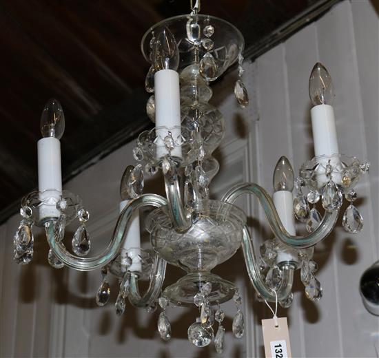 5-branch glass chandelier